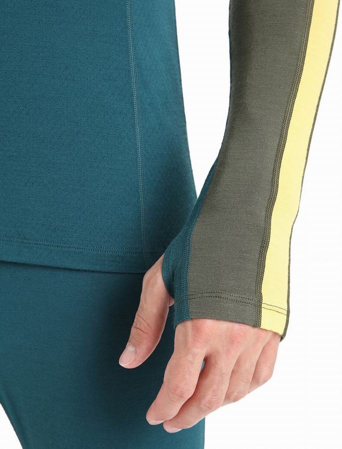 Capas Base Icebreaker 200 ZoneKnit™ Merino Long Sleeve Crewe Termica Hombre Verde Oliva Verdes | JHC6049OL