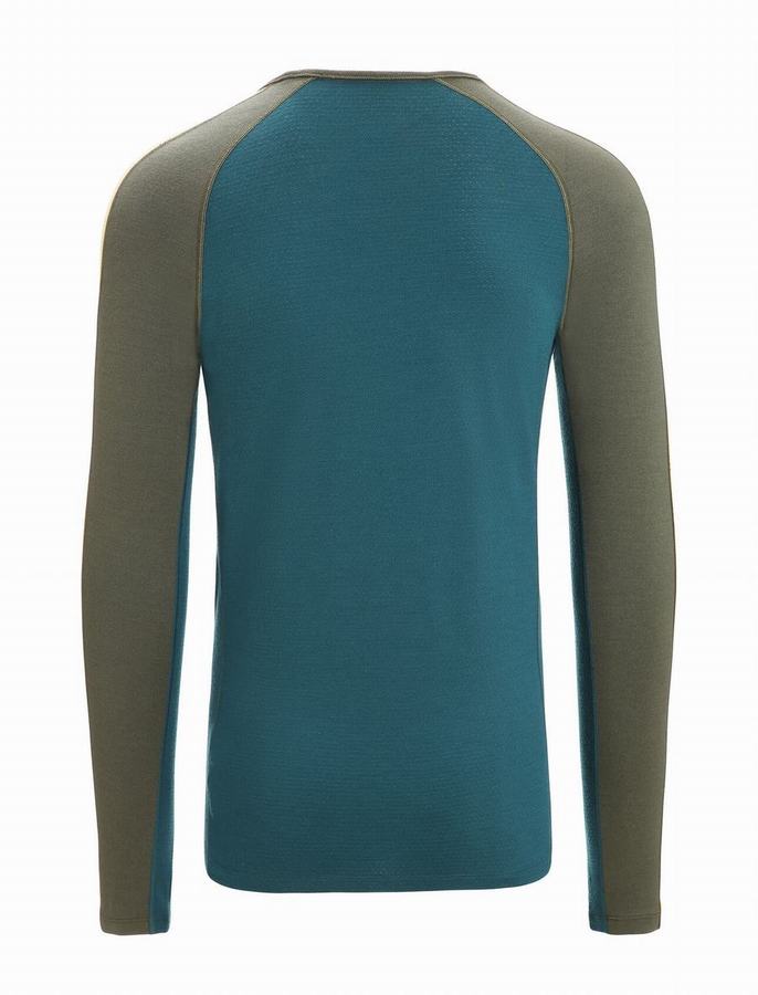 Capas Base Icebreaker 200 ZoneKnit™ Merino Long Sleeve Crewe Termica Hombre Verde Oliva Verdes | JHC6049OL