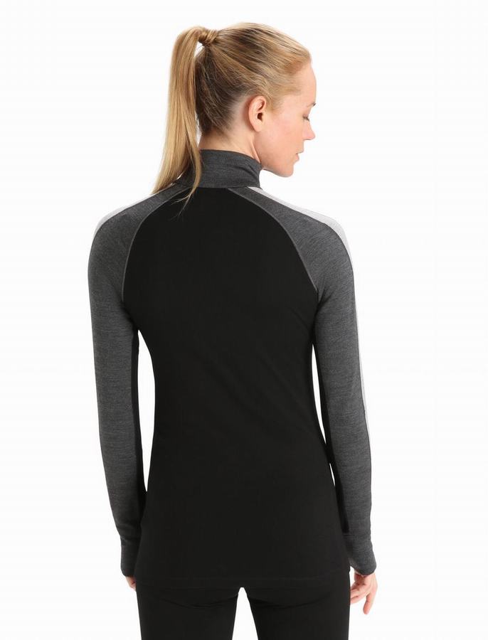 Capas Base Icebreaker 260 ZoneKnit™ Merino Long Sleeve Half Zip Termica Mujer Grises Negros | ETX3584GU