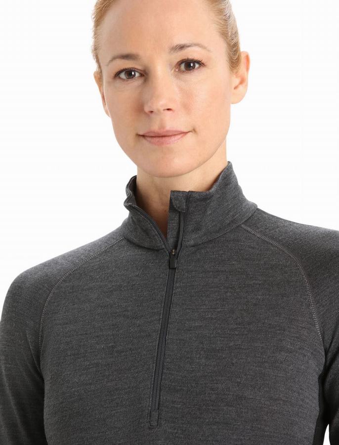 Capas Base Icebreaker 260 ZoneKnit™ Merino Long Sleeve Half Zip Termica Mujer Grises Negros | ETX3584GU