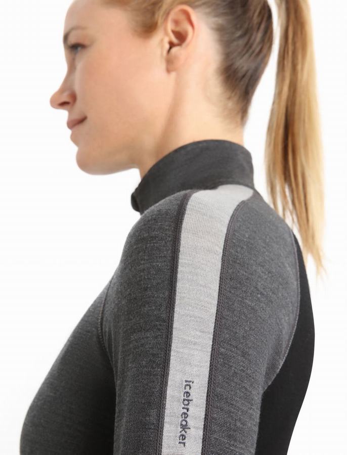 Capas Base Icebreaker 260 ZoneKnit™ Merino Long Sleeve Half Zip Termica Mujer Grises Negros | ETX3584GU