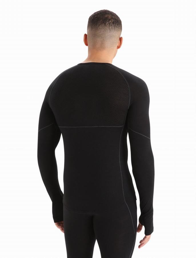 Capas Base Icebreaker BodyfitZone™ Merino 150 Zone Long Sleeve Crewe Termica Hombre Negros | DVO885RU