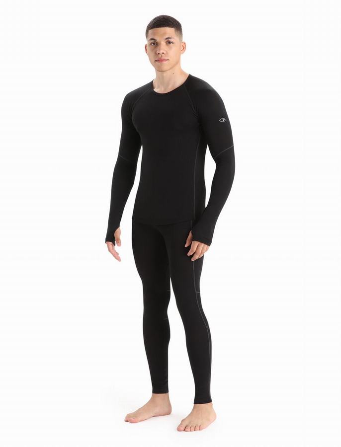 Capas Base Icebreaker BodyfitZone™ Merino 150 Zone Long Sleeve Crewe Termica Hombre Negros | DVO885RU