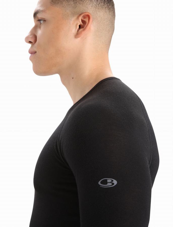 Capas Base Icebreaker BodyfitZone™ Merino 150 Zone Long Sleeve Crewe Termica Hombre Negros | DVO885RU