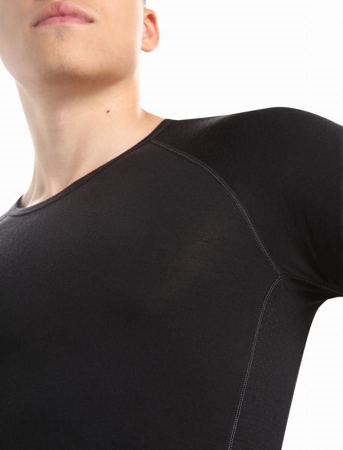 Capas Base Icebreaker BodyfitZone™ Merino 150 Zone Long Sleeve Crewe Termica Hombre Negros | DVO885RU