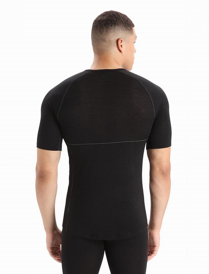 Capas Base Icebreaker BodyfitZone™ Merino 150 Zone Corta Sleeve Crewe Termica Hombre Negros | KNL4649VD