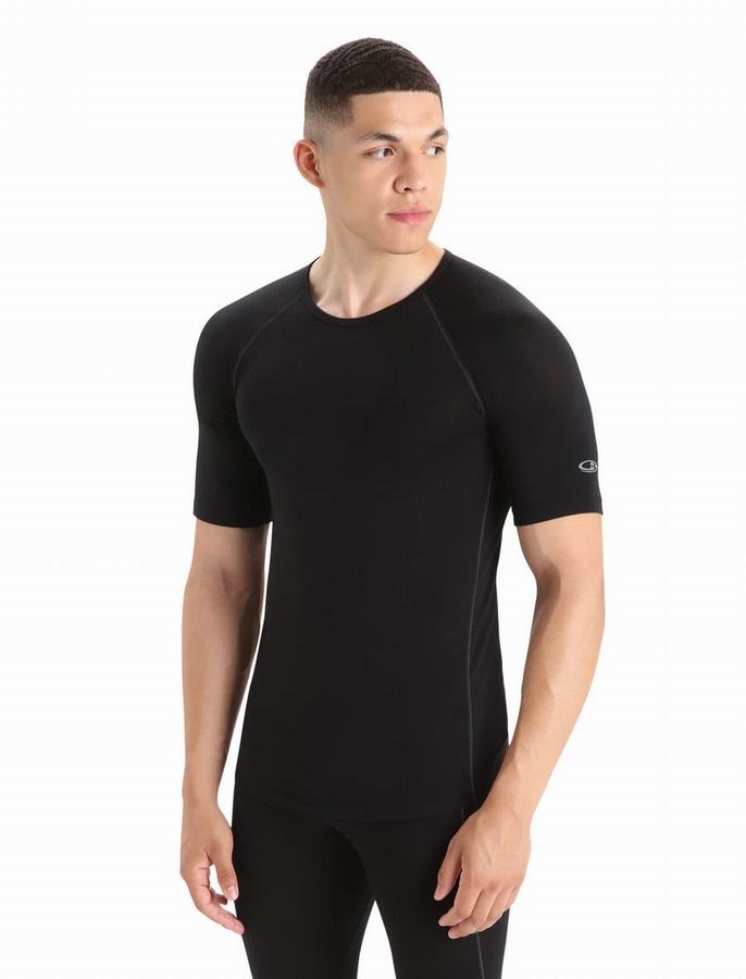 Capas Base Icebreaker BodyfitZone™ Merino 150 Zone Corta Sleeve Crewe Termica Hombre Negros | KNL4649VD