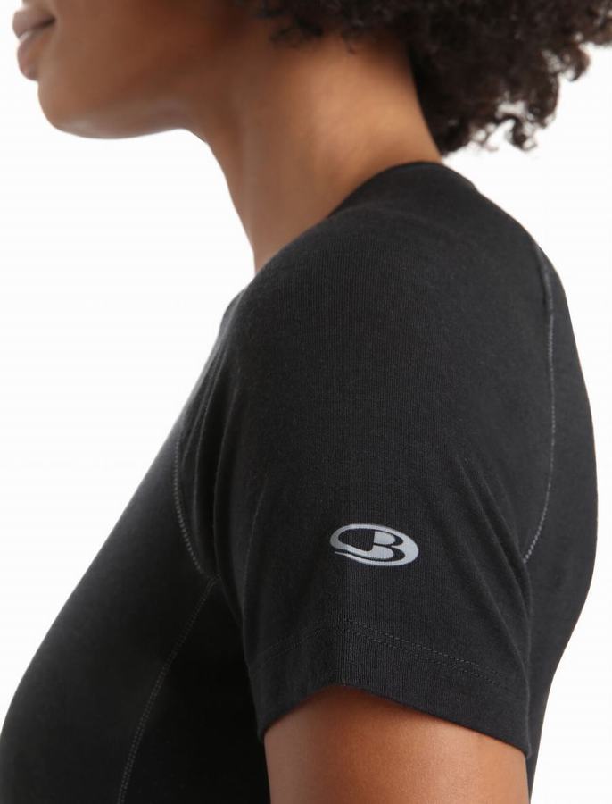 Capas Base Icebreaker BodyfitZone™ Merino 150 Zone Corta Sleeve Crewe Termica Mujer Negros | UVZ4481IU