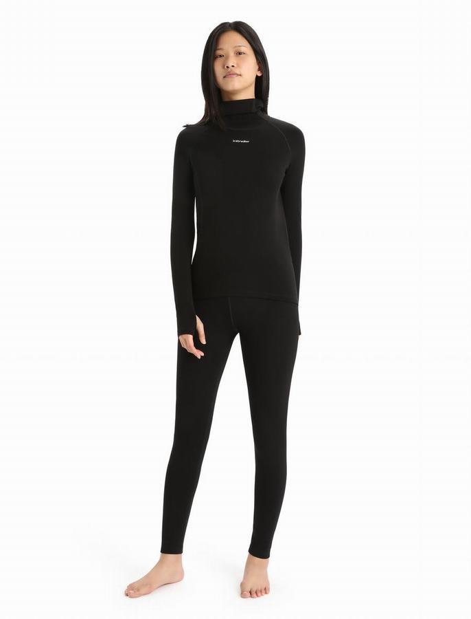 Capas Base Icebreaker MerinoFine™ Long Sleeve Roll Neck Termica Mujer Negros | SRY387IF