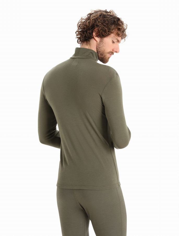 Capas Base Icebreaker Merino 175 Everyday Long Sleeve Half Zip Termica Hombre Verde Oliva | JFO6897MK