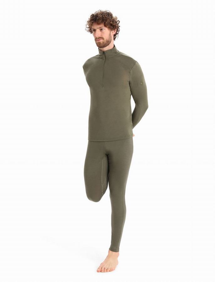 Capas Base Icebreaker Merino 175 Everyday Long Sleeve Half Zip Termica Hombre Verde Oliva | JFO6897MK