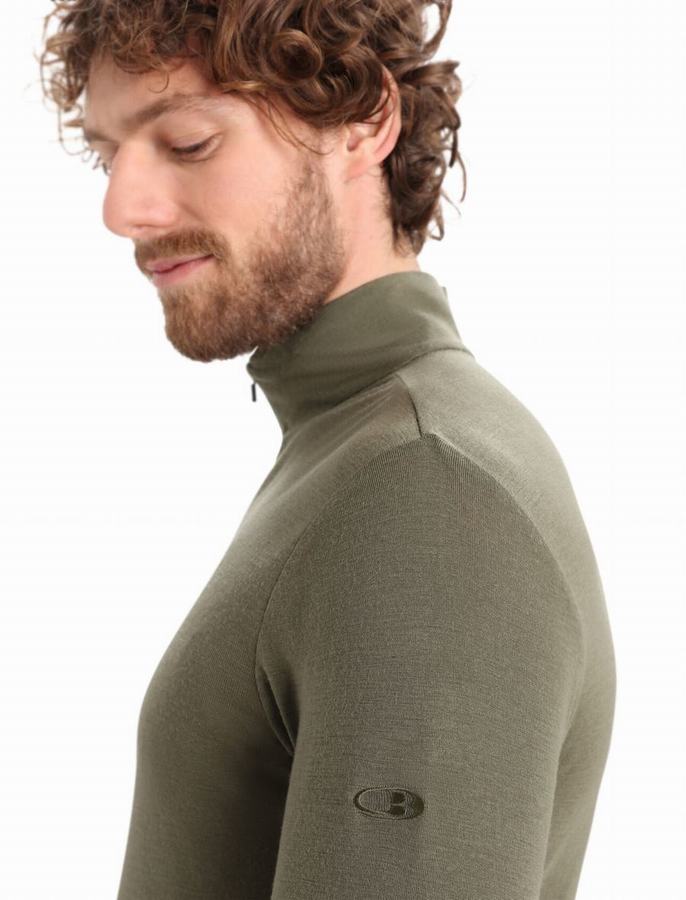 Capas Base Icebreaker Merino 175 Everyday Long Sleeve Half Zip Termica Hombre Verde Oliva | JFO6897MK