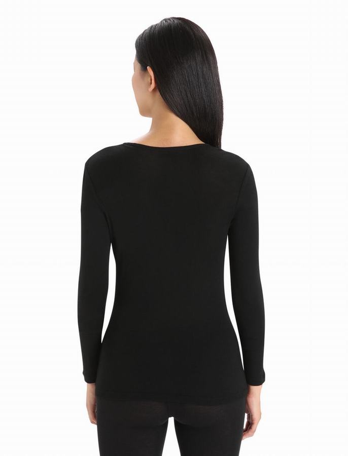 Capas Base Icebreaker Merino 175 Everyday Long Sleeve Crewe Termica Mujer Negros | LXA2069JW