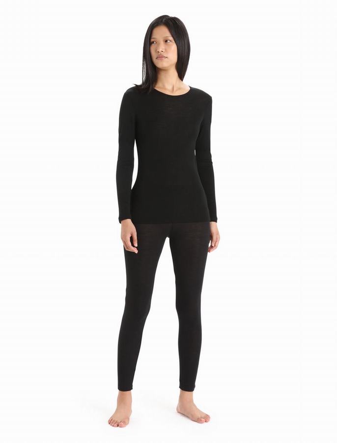 Capas Base Icebreaker Merino 175 Everyday Long Sleeve Crewe Termica Mujer Negros | LXA2069JW