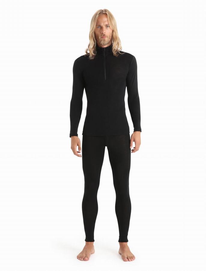 Capas Base Icebreaker Merino 175 Everyday Long Sleeve Half Zip Termica Hombre Negros | NSL8658KI