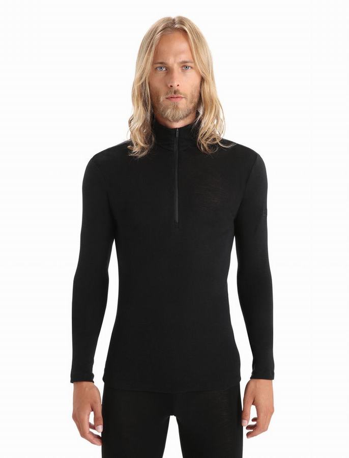 Capas Base Icebreaker Merino 175 Everyday Long Sleeve Half Zip Termica Hombre Negros | NSL8658KI