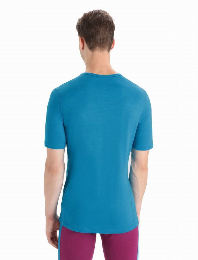 Capas Base Icebreaker Merino 200 Oasis Corta Sleeve Crewe Termica Hombre Azules | ELK9174KS