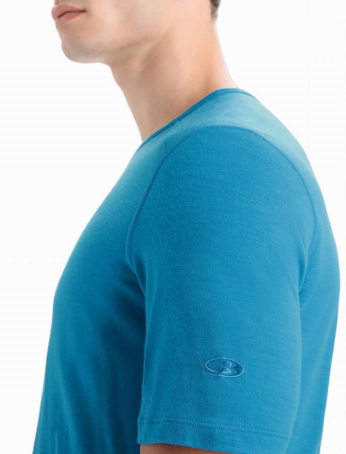 Capas Base Icebreaker Merino 200 Oasis Corta Sleeve Crewe Termica Hombre Azules | ELK9174KS