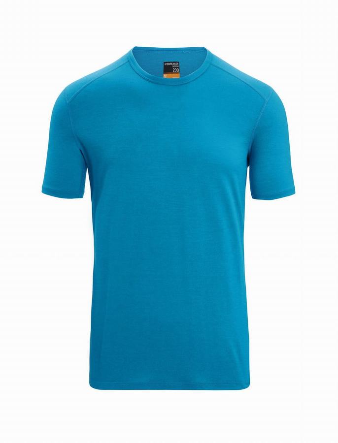 Capas Base Icebreaker Merino 200 Oasis Corta Sleeve Crewe Termica Hombre Azules | ELK9174KS