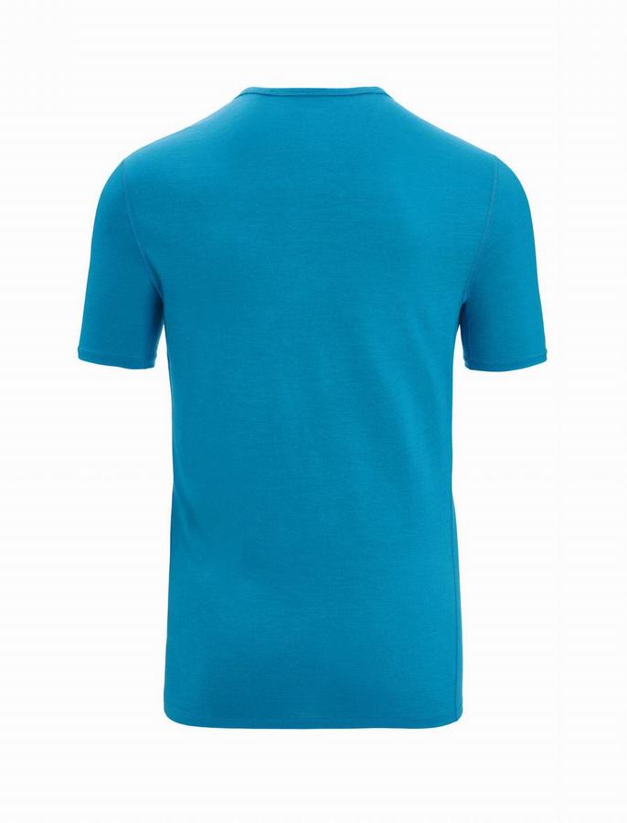 Capas Base Icebreaker Merino 200 Oasis Corta Sleeve Crewe Termica Hombre Azules | ELK9174KS