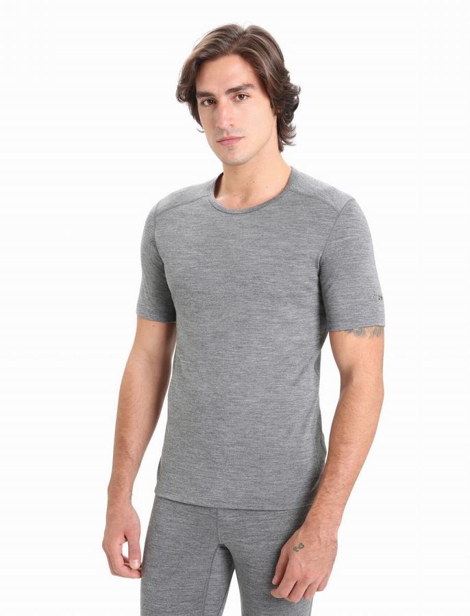 Capas Base Icebreaker Merino 200 Oasis Corta Sleeve Crewe Termica Hombre Grises | XSD473AP