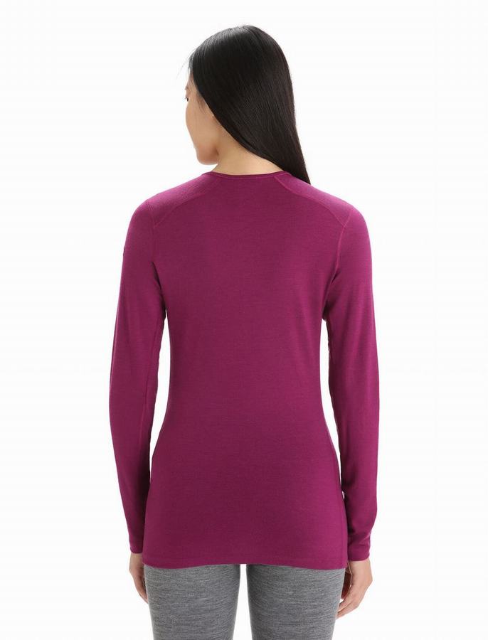 Capas Base Icebreaker Merino 200 Oasis Long Sleeve Crewe Termica Mujer Morados Oscuro | BMH4883UH