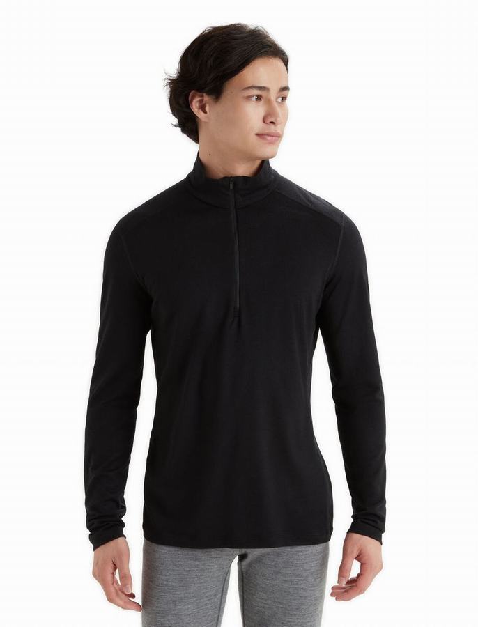 Capas Base Icebreaker Merino 200 Oasis Long Sleeve Half Zip Termica Hombre Negros | JPQ1126TZ