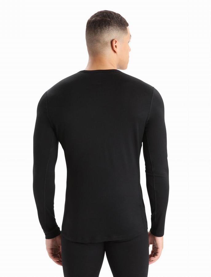 Capas Base Icebreaker Merino 200 Oasis Long Sleeve Crewe Termica Hombre Negros | NYI6133KW