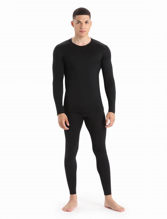 Capas Base Icebreaker Merino 200 Oasis Long Sleeve Crewe Termica Hombre Negros | NYI6133KW