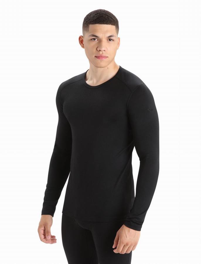 Capas Base Icebreaker Merino 200 Oasis Long Sleeve Crewe Termica Hombre Negros | NYI6133KW