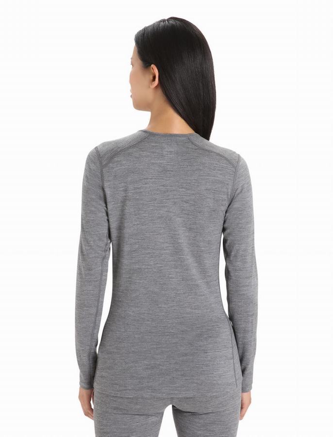 Capas Base Icebreaker Merino 200 Oasis Long Sleeve Crewe Termica Mujer Grises | OOG296SW