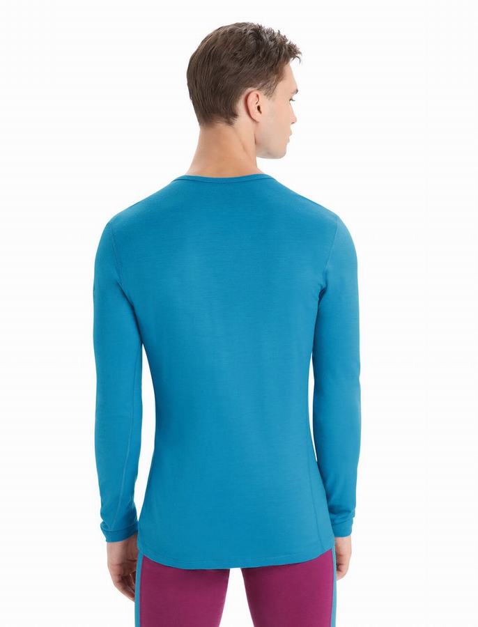 Capas Base Icebreaker Merino 200 Oasis Long Sleeve Crewe Termica Hombre Azules | VHN6167SN