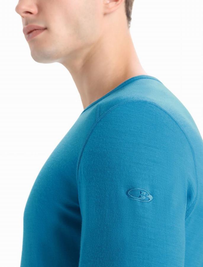 Capas Base Icebreaker Merino 200 Oasis Long Sleeve Crewe Termica Hombre Azules | VHN6167SN