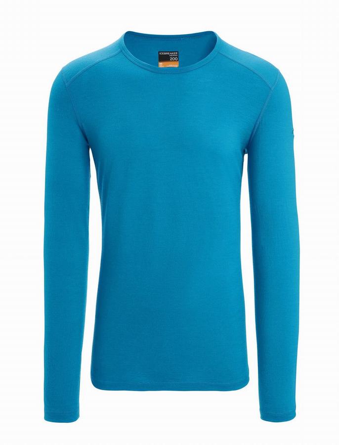 Capas Base Icebreaker Merino 200 Oasis Long Sleeve Crewe Termica Hombre Azules | VHN6167SN