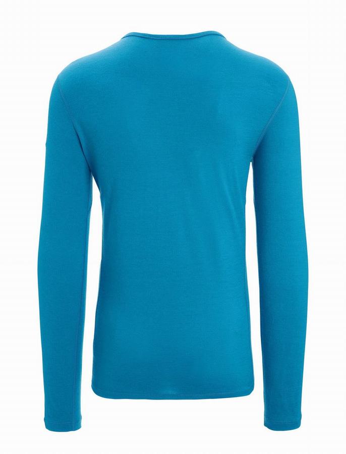 Capas Base Icebreaker Merino 200 Oasis Long Sleeve Crewe Termica Hombre Azules | VHN6167SN