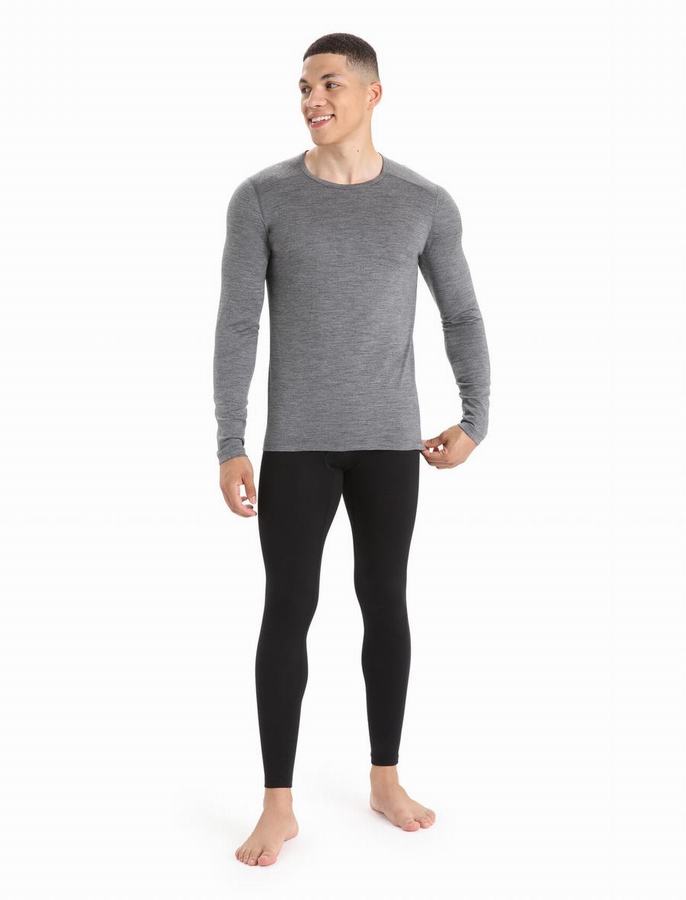 Capas Base Icebreaker Merino 200 Oasis Long Sleeve Crewe Termica Hombre Grises | VIG955ZR