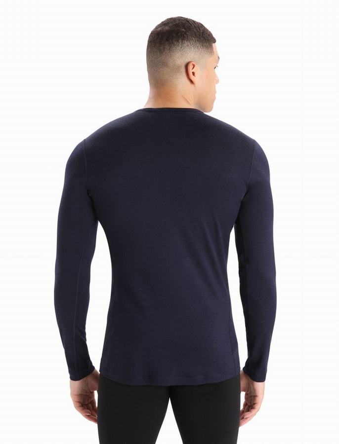 Capas Base Icebreaker Merino 200 Oasis Long Sleeve Crewe Termica Hombre Azul Marino | VNT836WI