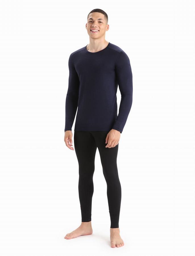 Capas Base Icebreaker Merino 200 Oasis Long Sleeve Crewe Termica Hombre Azul Marino | VNT836WI