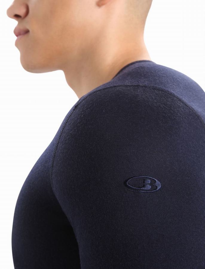 Capas Base Icebreaker Merino 200 Oasis Long Sleeve Crewe Termica Hombre Azul Marino | VNT836WI