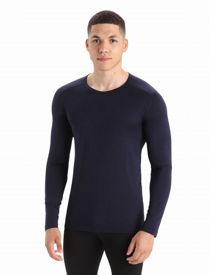 Capas Base Icebreaker Merino 200 Oasis Long Sleeve Crewe Termica Hombre Azul Marino | VNT836WI