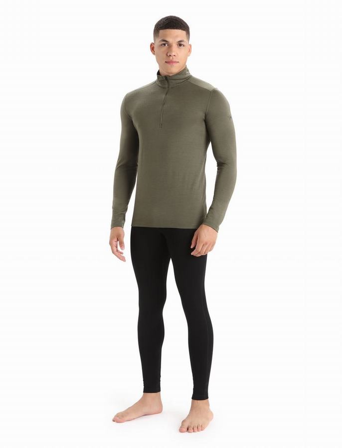 Capas Base Icebreaker Merino 200 Oasis Long Sleeve Half Zip Termica Hombre Verde Oliva | VUB8550LR