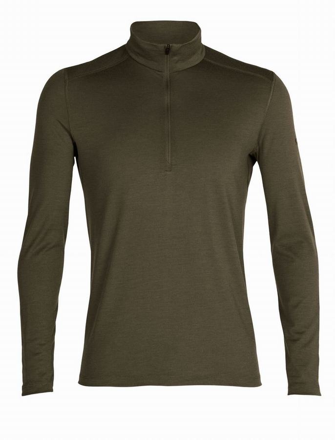 Capas Base Icebreaker Merino 200 Oasis Long Sleeve Half Zip Termica Hombre Verde Oliva | VUB8550LR