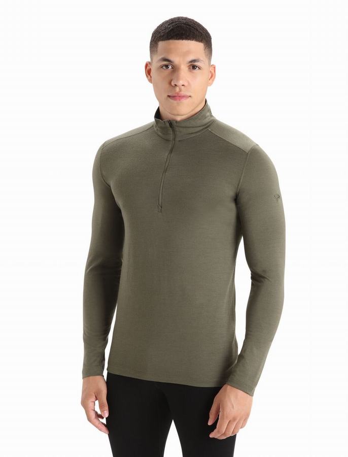 Capas Base Icebreaker Merino 200 Oasis Long Sleeve Half Zip Termica Hombre Verde Oliva | VUB8550LR