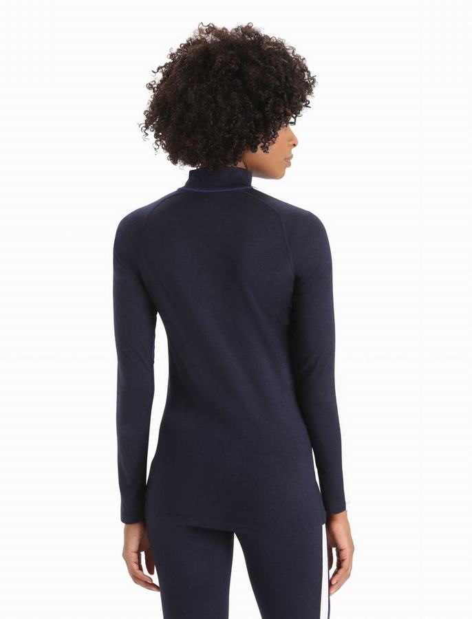 Capas Base Icebreaker Merino 200 Sonebula Long Sleeve High Neck Termica Mujer Azul Marino | BDY74100LK