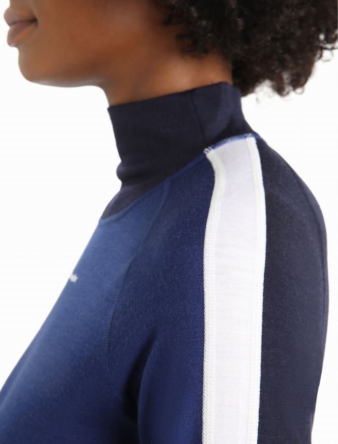 Capas Base Icebreaker Merino 200 Sonebula Long Sleeve High Neck Termica Mujer Azul Marino | BDY74100LK