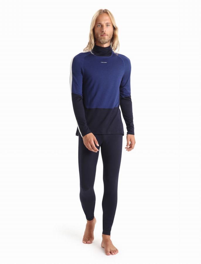 Capas Base Icebreaker Merino 200 Sonebula Long Sleeve High Neck Termica Hombre Azul Marino | QUZ3675YK