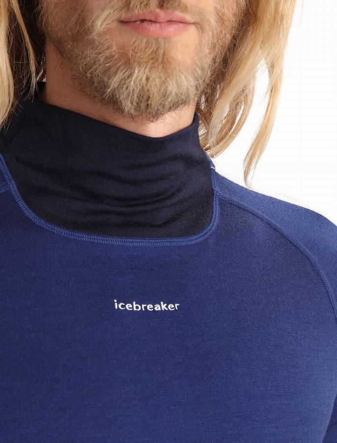 Capas Base Icebreaker Merino 200 Sonebula Long Sleeve High Neck Termica Hombre Azul Marino | QUZ3675YK