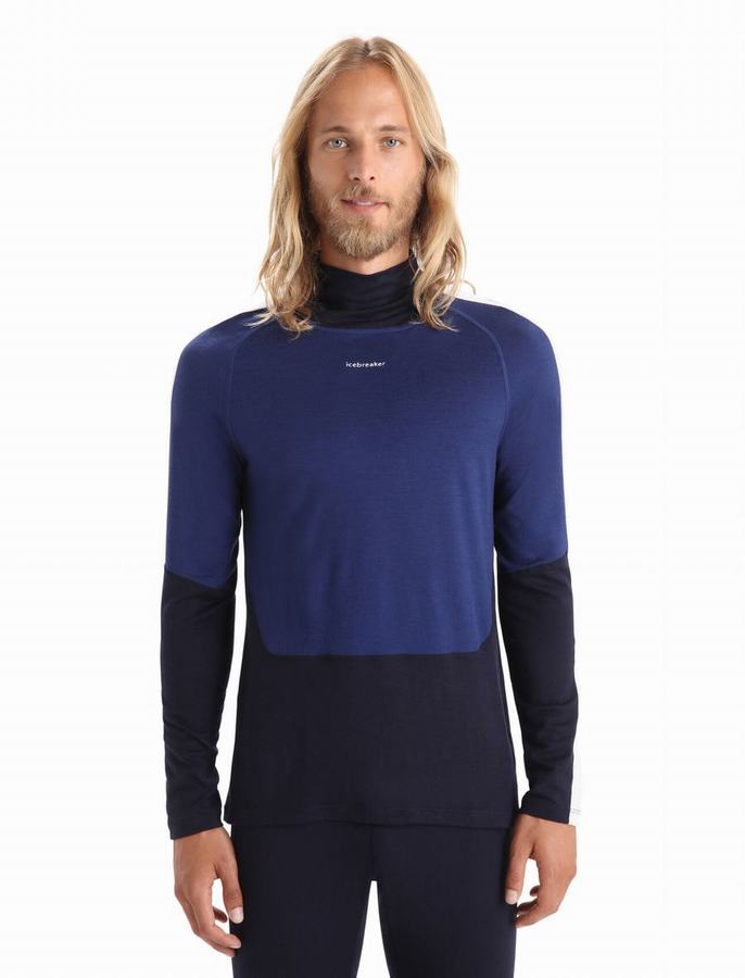 Capas Base Icebreaker Merino 200 Sonebula Long Sleeve High Neck Termica Hombre Azul Marino | QUZ3675YK