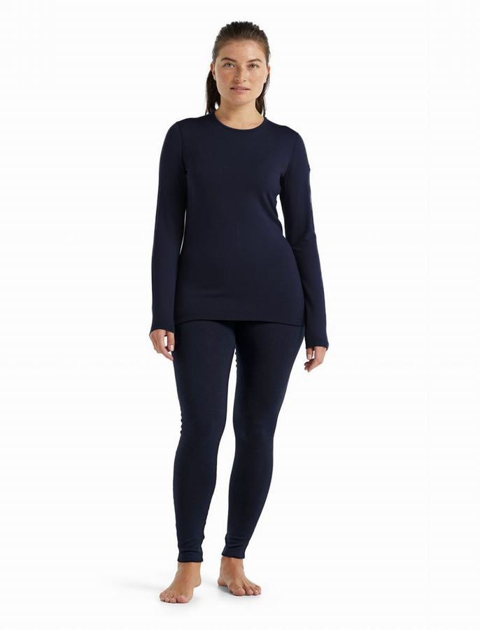 Capas Base Icebreaker Merino 260 Tech Long Sleeve Crewe Termica Mujer Azul Marino | DCD6294HG