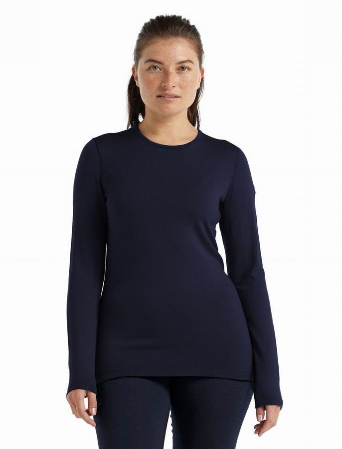 Capas Base Icebreaker Merino 260 Tech Long Sleeve Crewe Termica Mujer Azul Marino | DCD6294HG